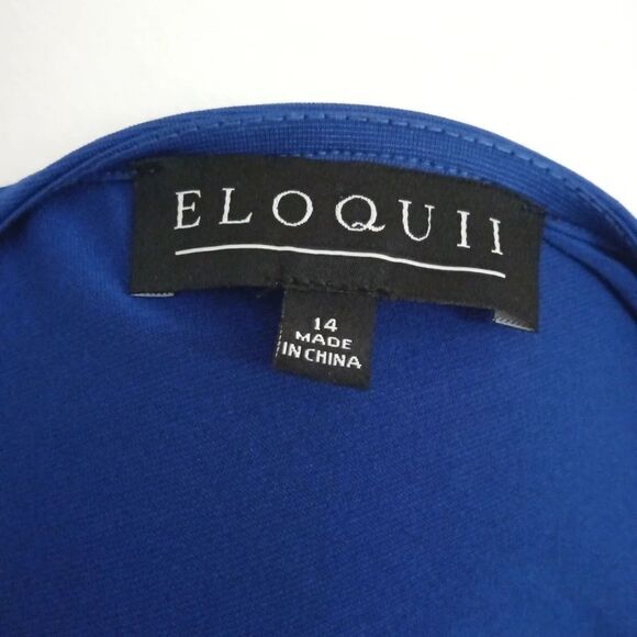 Eloquii Cobalt Blue Twist Front Drapey Stretchy Blouse Top Size 14 - Picture 5 of 6